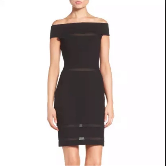 black mesh off the shoulder dress